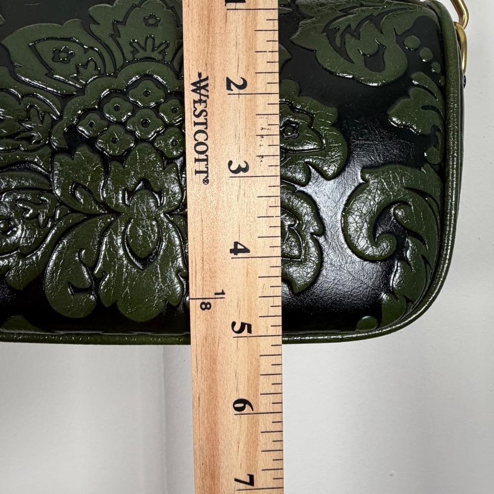 Vintage Aesthetic dark Green Embossed Floral Shoulder Crossbody Bag - Picture 5 of 7